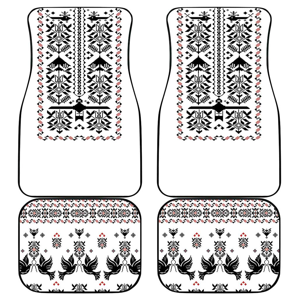 Ukraine Military Vyshyvanka Pattern Car Mats Ukrainian Heritage White Tactical Style - Wonder Print Shop
