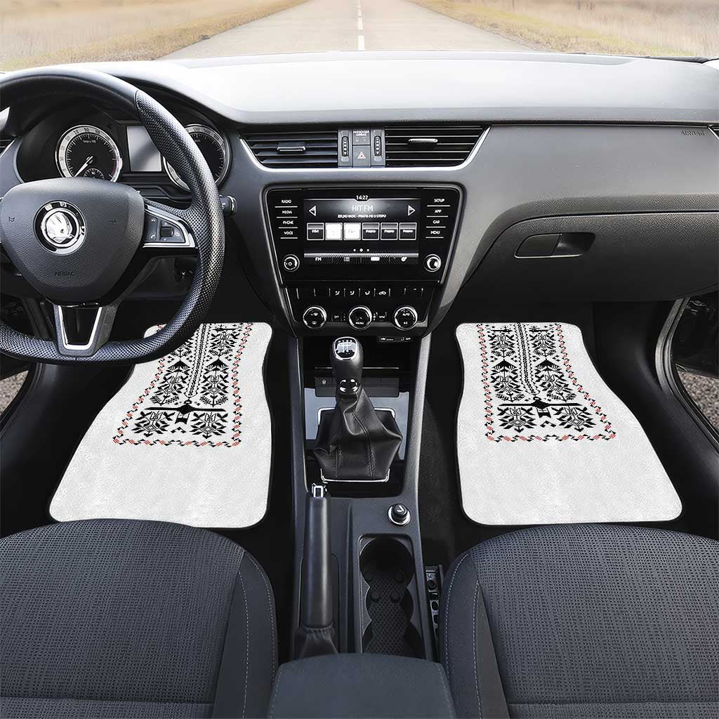 Ukraine Military Vyshyvanka Pattern Car Mats Ukrainian Heritage White Tactical Style - Wonder Print Shop