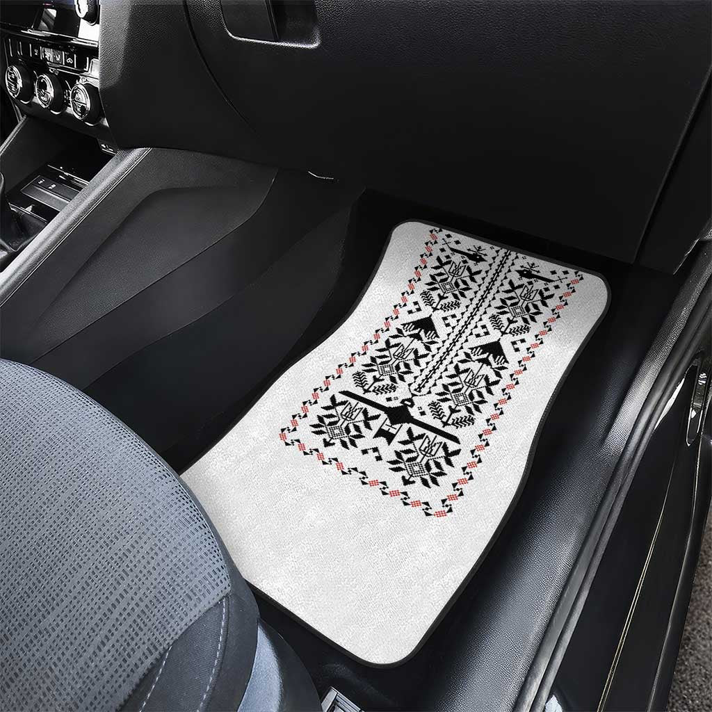 Ukraine Military Vyshyvanka Pattern Car Mats Ukrainian Heritage White Tactical Style - Wonder Print Shop