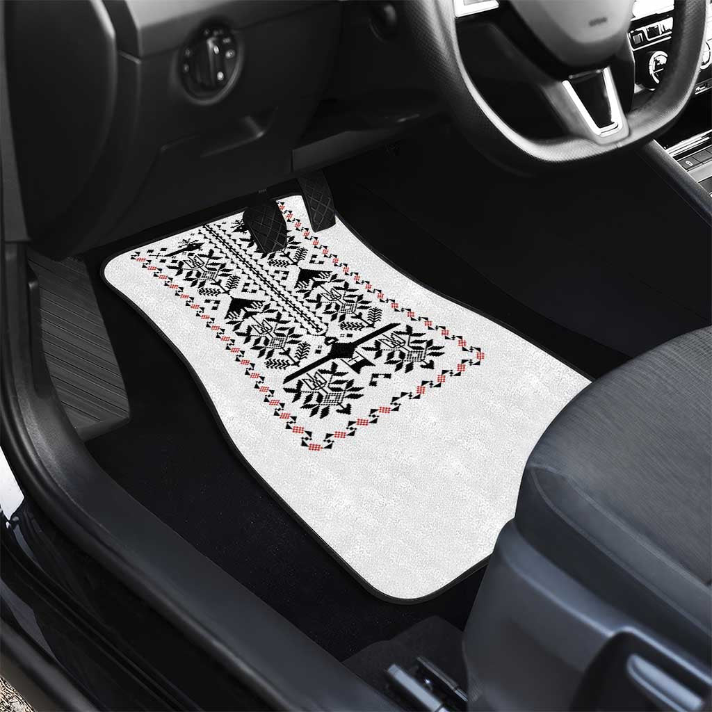 Ukraine Military Vyshyvanka Pattern Car Mats Ukrainian Heritage White Tactical Style - Wonder Print Shop