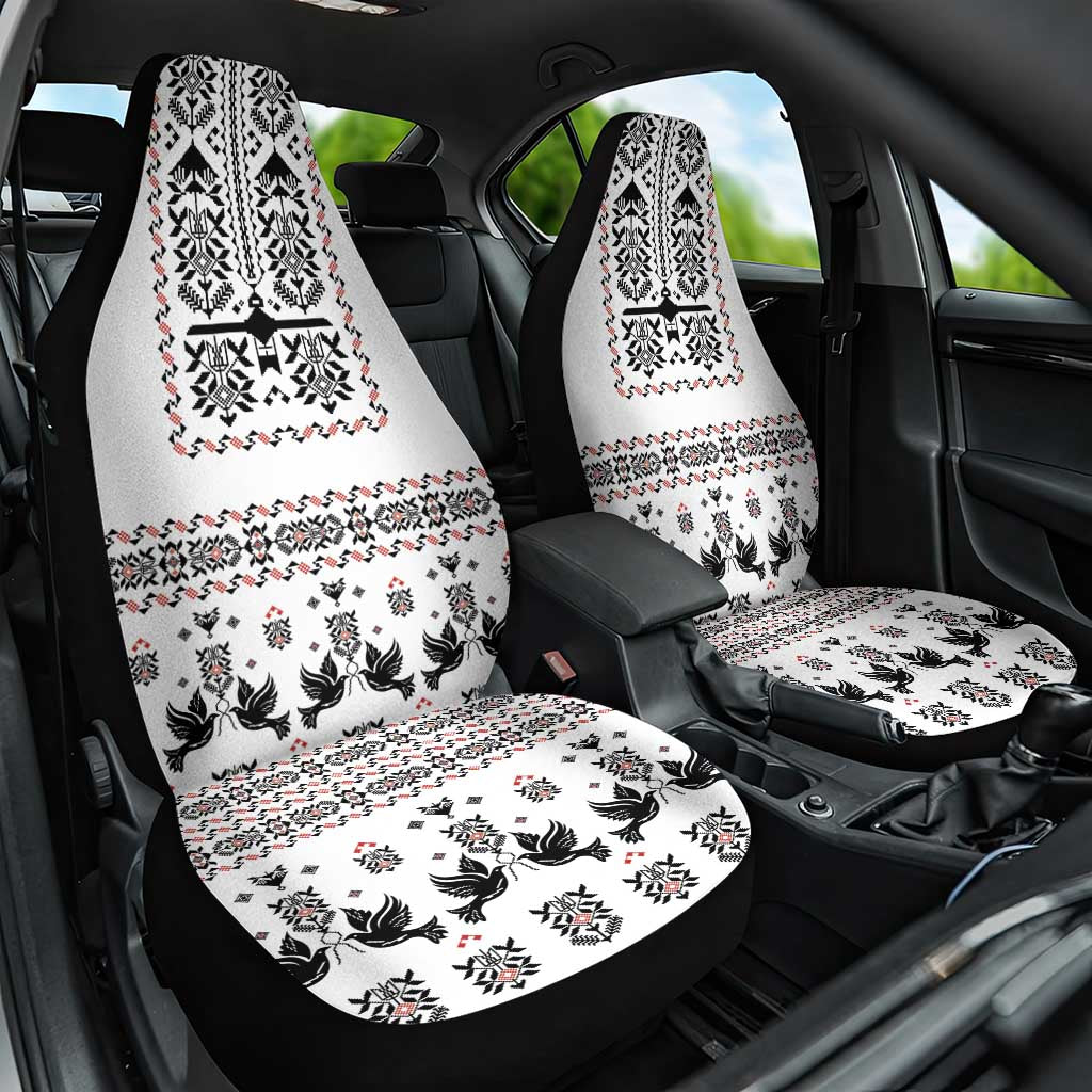 Ukraine Military Vyshyvanka Pattern Car Seat Cover Ukrainian Heritage White Tactical Style - Wonder Print Shop