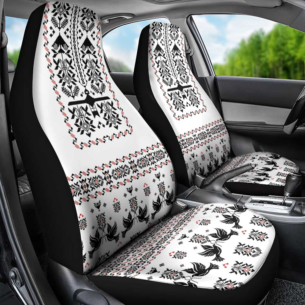 Ukraine Military Vyshyvanka Pattern Car Seat Cover Ukrainian Heritage White Tactical Style - Wonder Print Shop