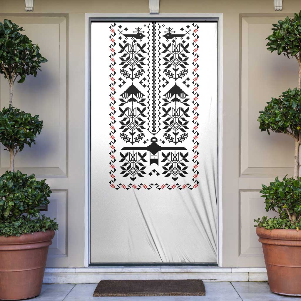 Ukraine Military Vyshyvanka Pattern Door Cover Ukrainian Heritage White Tactical Style - Wonder Print Shop