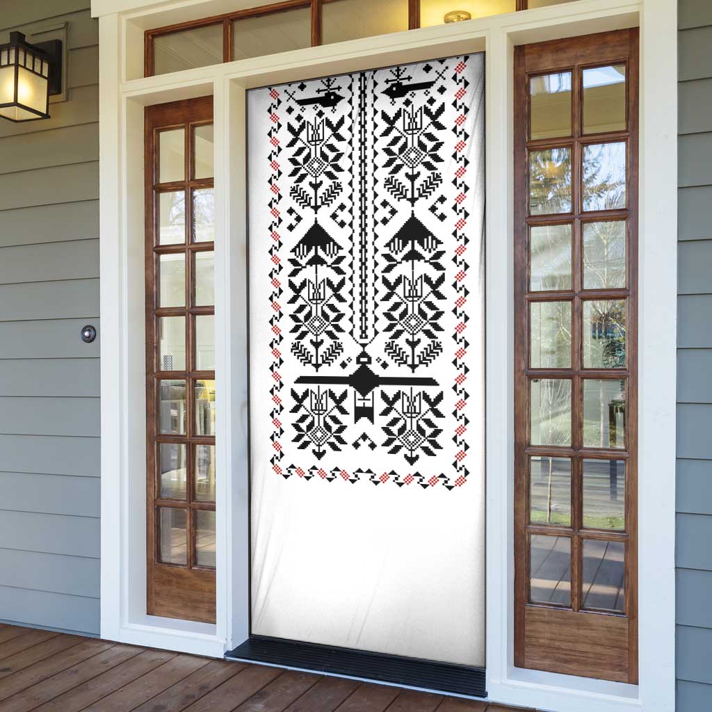 Ukraine Military Vyshyvanka Pattern Door Cover Ukrainian Heritage White Tactical Style - Wonder Print Shop