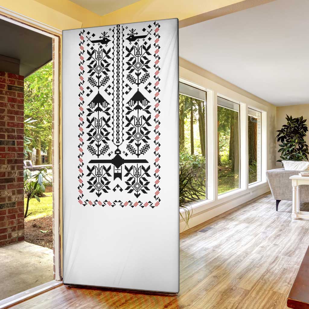 Ukraine Military Vyshyvanka Pattern Door Cover Ukrainian Heritage White Tactical Style - Wonder Print Shop