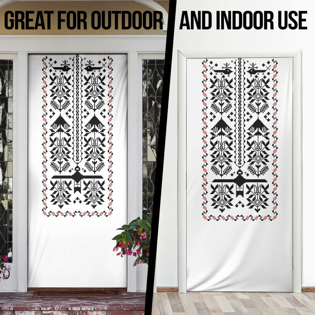 Ukraine Military Vyshyvanka Pattern Door Cover Ukrainian Heritage White Tactical Style - Wonder Print Shop