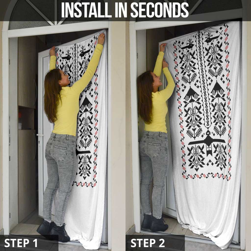 Ukraine Military Vyshyvanka Pattern Door Cover Ukrainian Heritage White Tactical Style - Wonder Print Shop