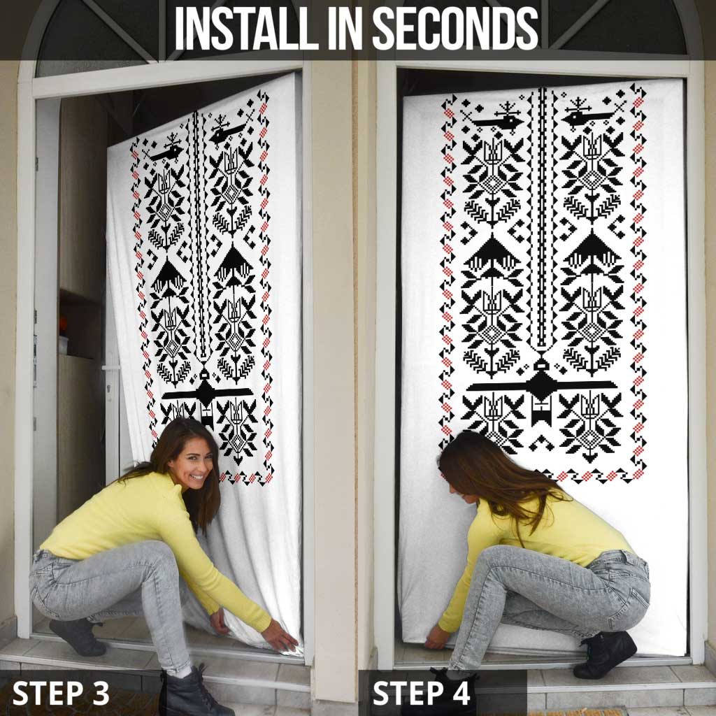 Ukraine Military Vyshyvanka Pattern Door Cover Ukrainian Heritage White Tactical Style - Wonder Print Shop