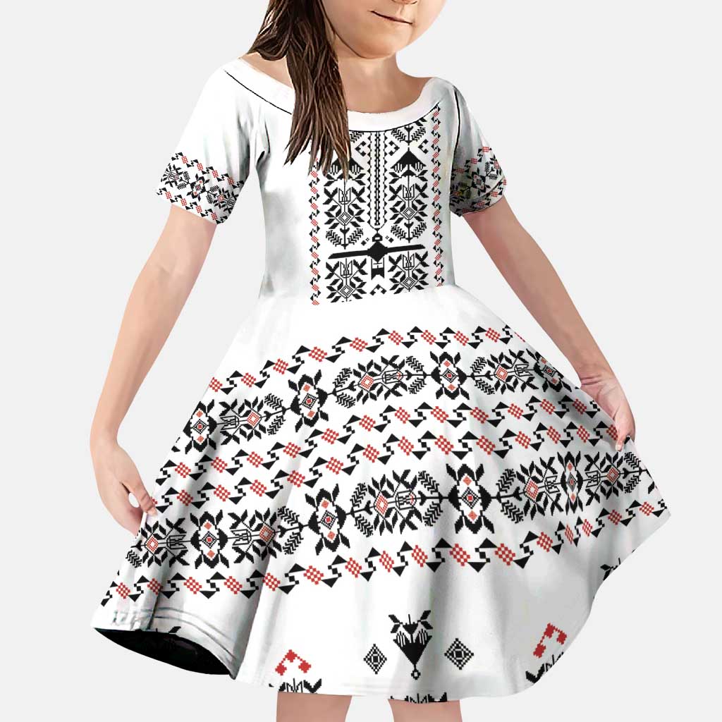 Ukraine Military Vyshyvanka Pattern Family Matching Mermaid Dress and Hawaiian Shirt Ukrainian Heritage White Tactical Style