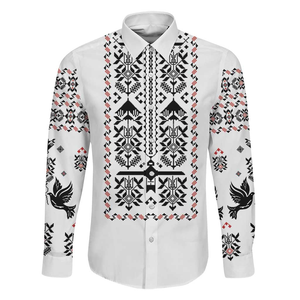 Ukraine Military Vyshyvanka Pattern Family Matching Mermaid Dress and Hawaiian Shirt Ukrainian Heritage White Tactical Style