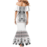 Ukraine Military Vyshyvanka Pattern Family Matching Mermaid Dress and Hawaiian Shirt Ukrainian Heritage White Tactical Style