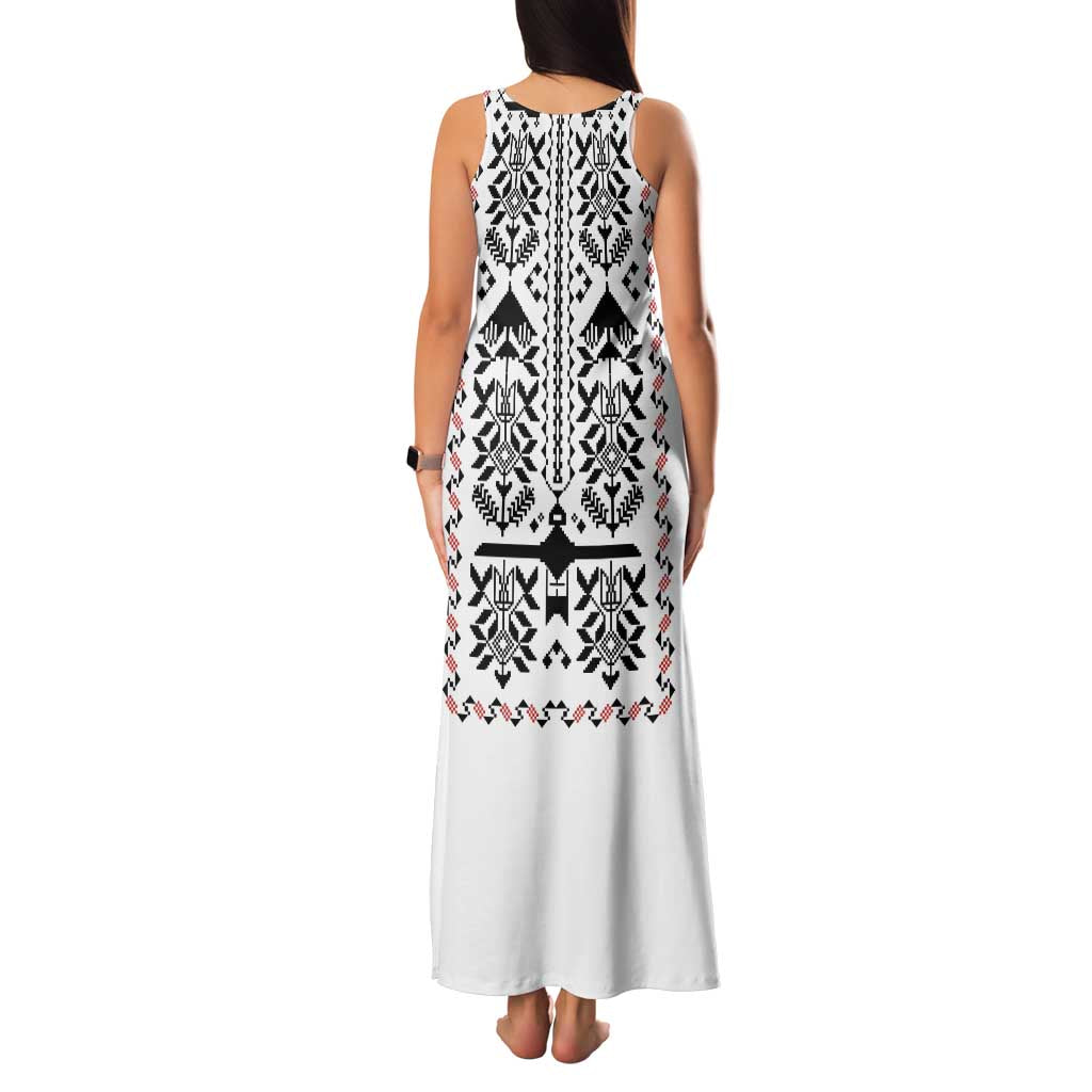 Ukraine Military Vyshyvanka Pattern Family Matching Tank Maxi Dress and Hawaiian Shirt Ukrainian Heritage White Tactical Style