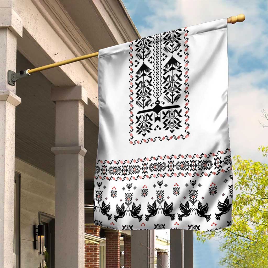 Ukraine Military Vyshyvanka Pattern Garden Flag Ukrainian Heritage White Tactical Style - Wonder Print Shop