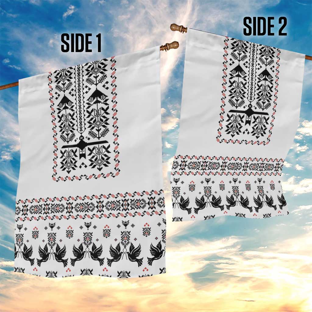 Ukraine Military Vyshyvanka Pattern Garden Flag Ukrainian Heritage White Tactical Style - Wonder Print Shop