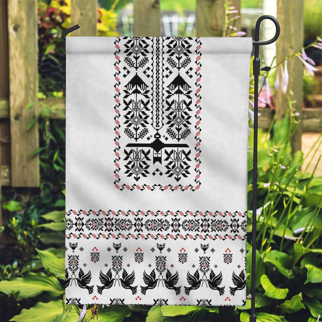 Ukraine Military Vyshyvanka Pattern Garden Flag Ukrainian Heritage White Tactical Style - Wonder Print Shop