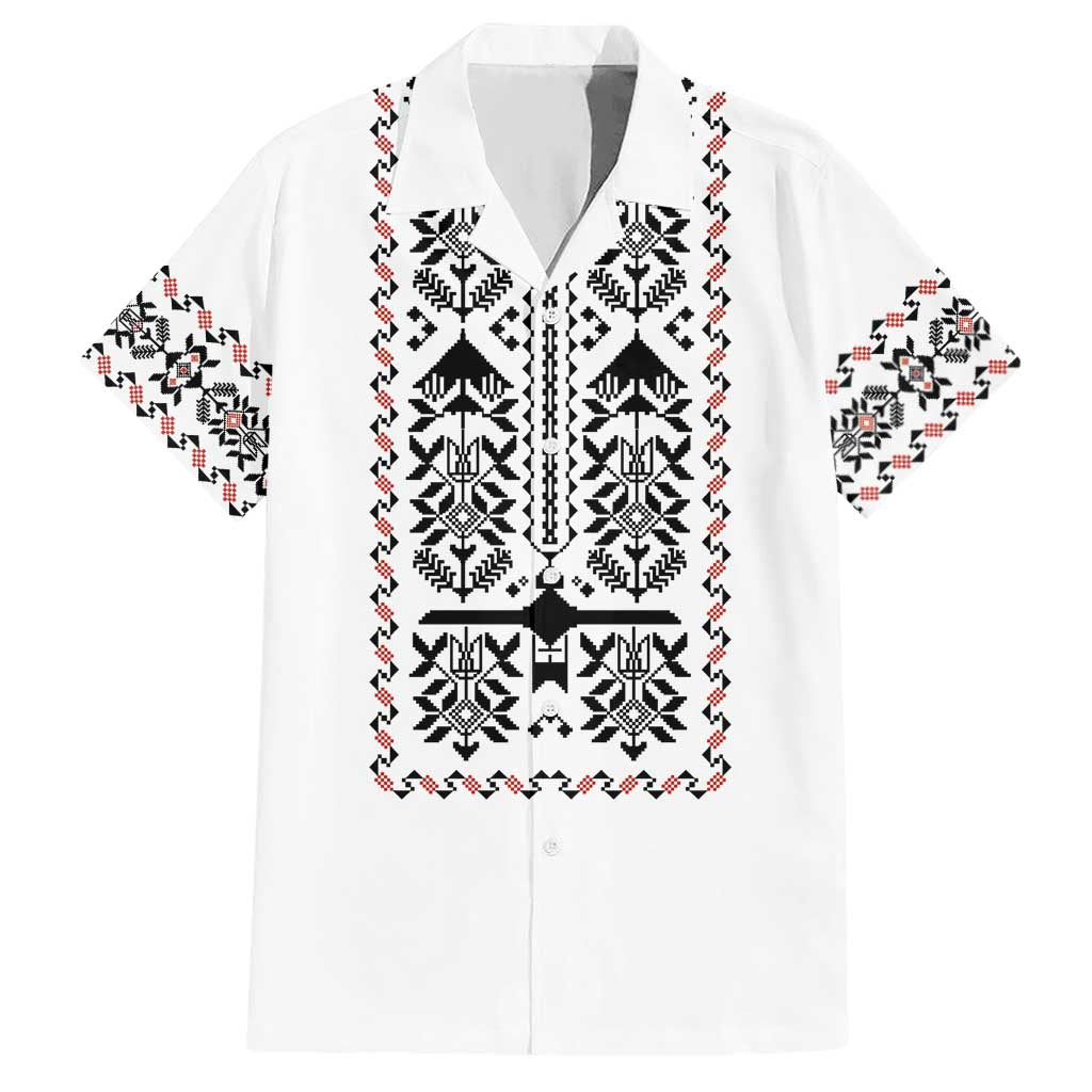 Ukraine Military Vyshyvanka Pattern Hawaiian Shirt Ukrainian Heritage White Tactical Style - Wonder Print Shop