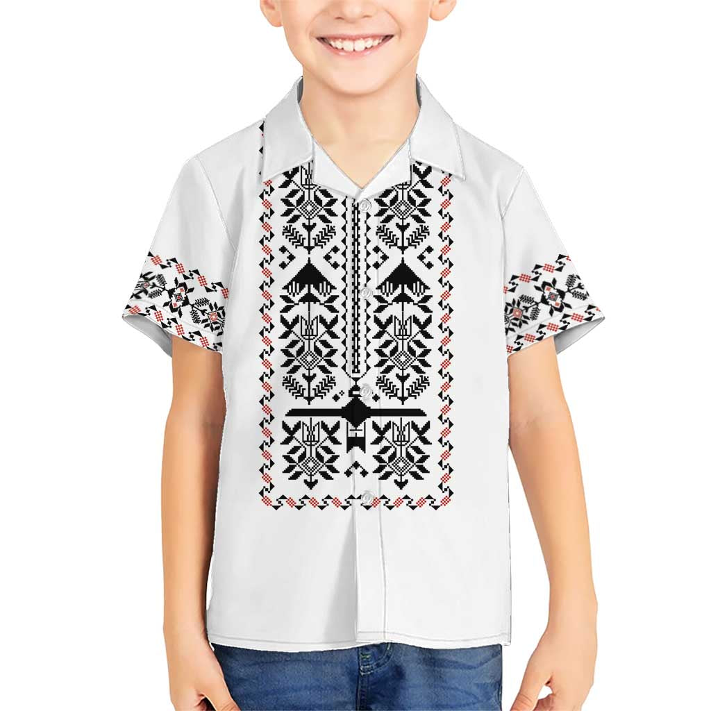 Ukraine Military Vyshyvanka Pattern Hawaiian Shirt Ukrainian Heritage White Tactical Style - Wonder Print Shop