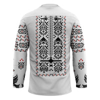 Ukraine Military Vyshyvanka Pattern Hockey Jersey Ukrainian Heritage White Tactical Style - Wonder Print Shop