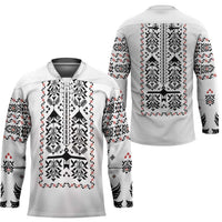 Ukraine Military Vyshyvanka Pattern Hockey Jersey Ukrainian Heritage White Tactical Style - Wonder Print Shop