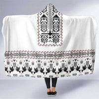 Ukraine Military Vyshyvanka Pattern Hooded Blanket Ukrainian Heritage White Tactical Style - Wonder Print Shop