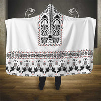 Ukraine Military Vyshyvanka Pattern Hooded Blanket Ukrainian Heritage White Tactical Style - Wonder Print Shop