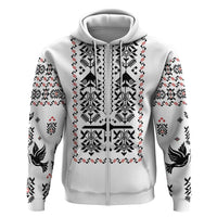 Ukraine Military Vyshyvanka Pattern Hoodie Ukrainian Heritage White Tactical Style - Wonder Print Shop