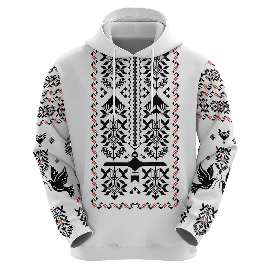 Ukraine Military Vyshyvanka Pattern Hoodie Ukrainian Heritage White Tactical Style - Wonder Print Shop
