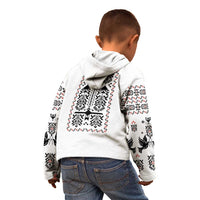 Ukraine Military Vyshyvanka Pattern Kid Hoodie Ukrainian Heritage White Tactical Style - Wonder Print Shop