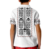 Ukraine Military Vyshyvanka Pattern Kid Polo Shirt Ukrainian Heritage White Tactical Style - Wonder Print Shop