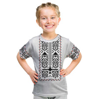 Ukraine Military Vyshyvanka Pattern Kid T Shirt Ukrainian Heritage White Tactical Style - Wonder Print Shop