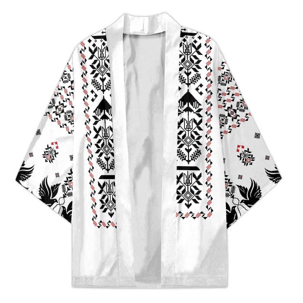Ukraine Military Vyshyvanka Pattern Kimono Ukrainian Heritage White Tactical Style - Wonder Print Shop