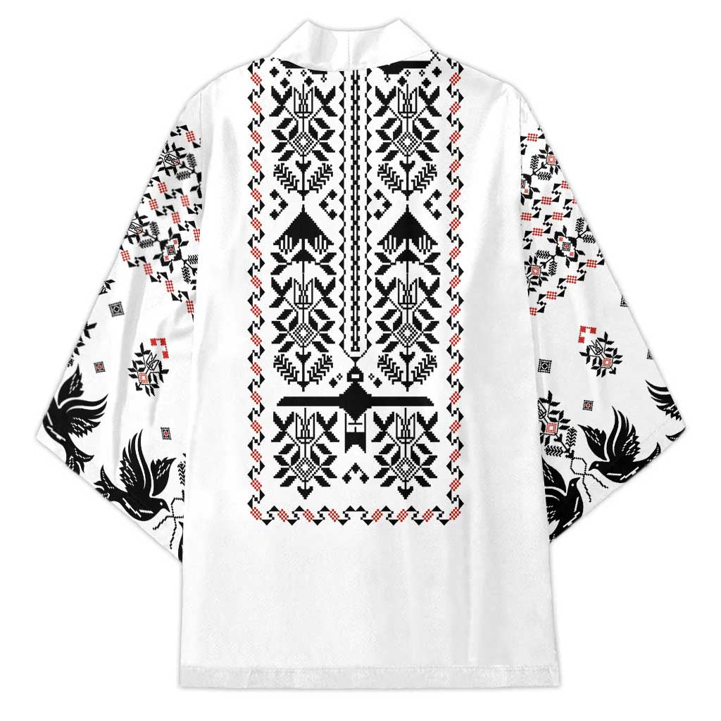 Ukraine Military Vyshyvanka Pattern Kimono Ukrainian Heritage White Tactical Style - Wonder Print Shop