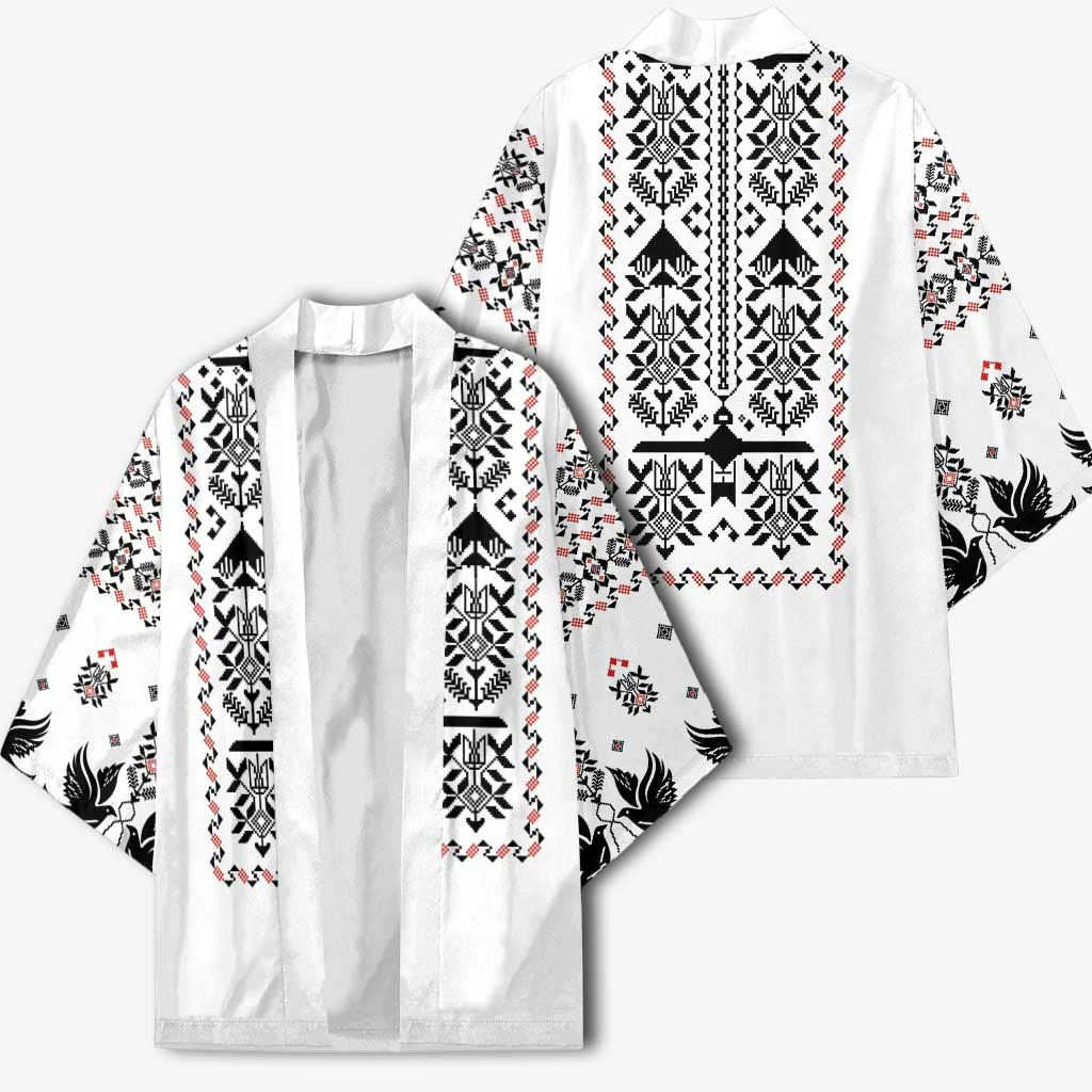 Ukraine Military Vyshyvanka Pattern Kimono Ukrainian Heritage White Tactical Style - Wonder Print Shop