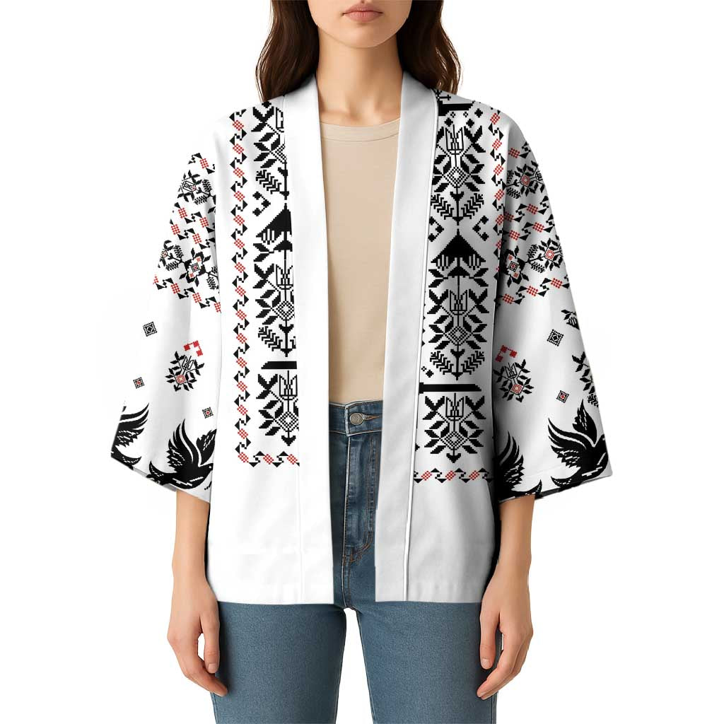 Ukraine Military Vyshyvanka Pattern Kimono Ukrainian Heritage White Tactical Style - Wonder Print Shop