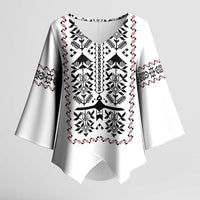 Ukraine Military Vyshyvanka Pattern Kimono Sleeve Blouse Ukrainian Heritage White Tactical Style - Wonder Print Shop