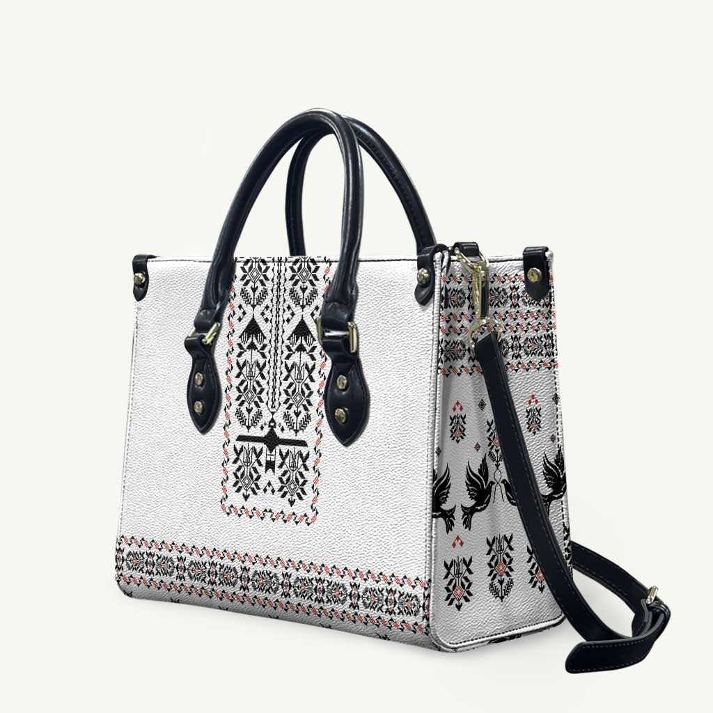 Ukraine Military Vyshyvanka Pattern Leather Bag Ukrainian Heritage White Tactical Style - Wonder Print Shop