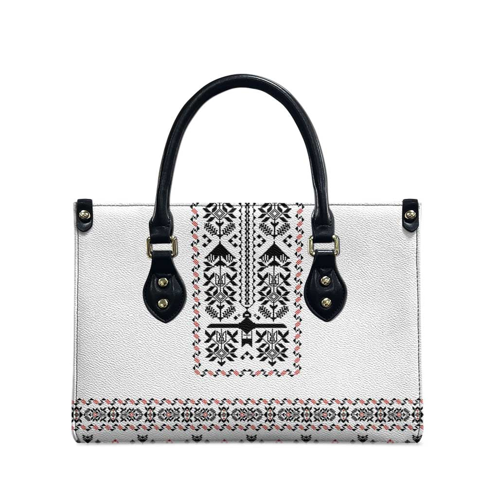 Ukraine Military Vyshyvanka Pattern Leather Bag Ukrainian Heritage White Tactical Style - Wonder Print Shop
