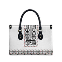 Ukraine Military Vyshyvanka Pattern Leather Bag Ukrainian Heritage White Tactical Style - Wonder Print Shop