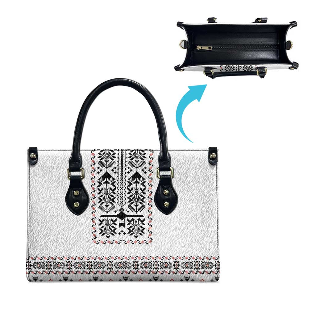 Ukraine Military Vyshyvanka Pattern Leather Bag Ukrainian Heritage White Tactical Style - Wonder Print Shop