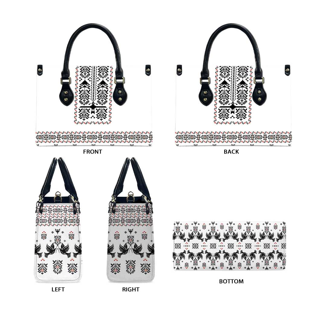 Ukraine Military Vyshyvanka Pattern Leather Bag Ukrainian Heritage White Tactical Style - Wonder Print Shop