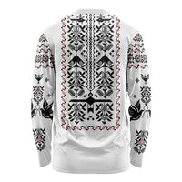 Ukraine Military Vyshyvanka Pattern Long Sleeve Shirt Ukrainian Heritage White Tactical Style - Wonder Print Shop