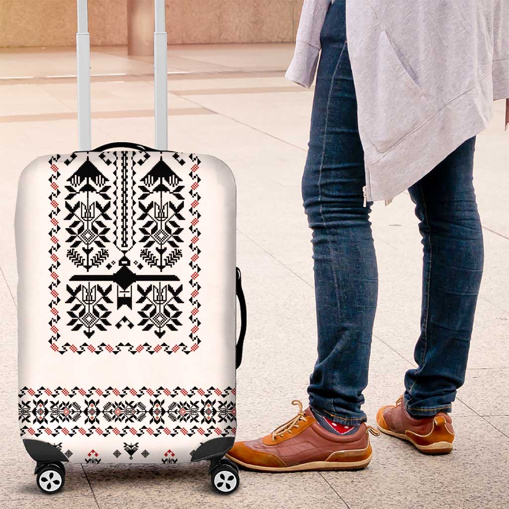 Ukraine Military Vyshyvanka Pattern Luggage Cover Ukrainian Heritage White Tactical Style - Wonder Print Shop