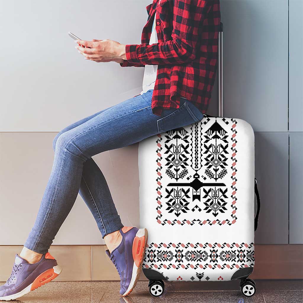 Ukraine Military Vyshyvanka Pattern Luggage Cover Ukrainian Heritage White Tactical Style - Wonder Print Shop