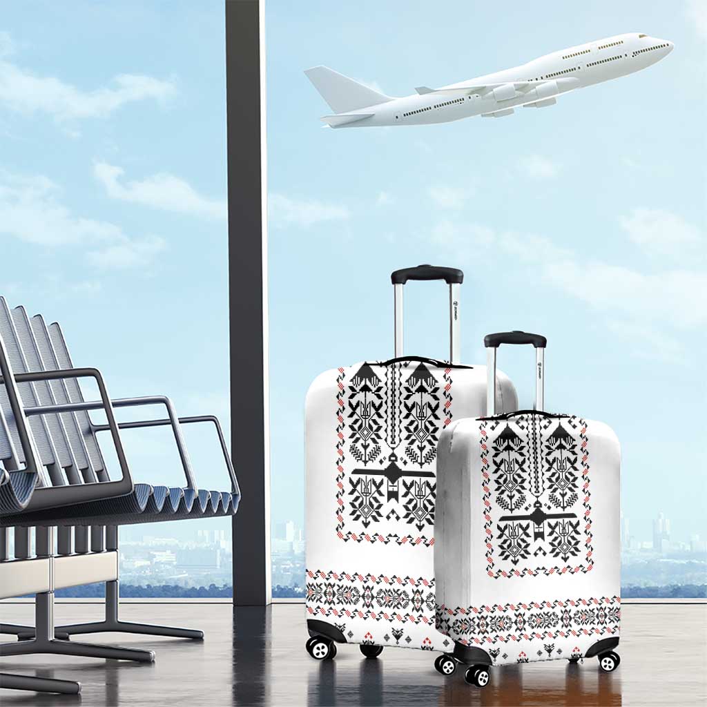 Ukraine Military Vyshyvanka Pattern Luggage Cover Ukrainian Heritage White Tactical Style - Wonder Print Shop