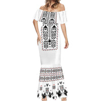 Ukraine Military Vyshyvanka Pattern Mermaid Dress Ukrainian Heritage White Tactical Style - Wonder Print Shop