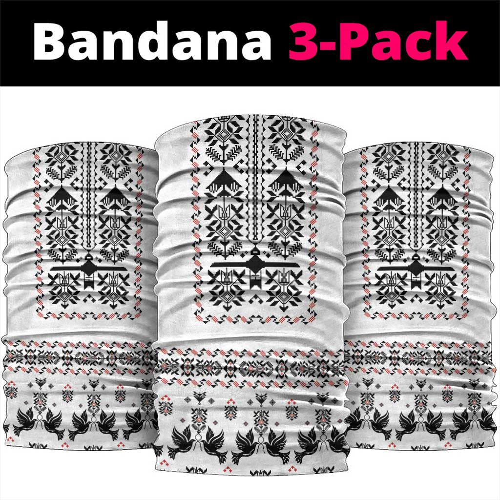 Ukraine Military Vyshyvanka Pattern Neck Gaiter Ukrainian Heritage White Tactical Style - Wonder Print Shop