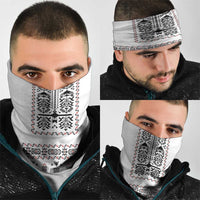 Ukraine Military Vyshyvanka Pattern Neck Gaiter Ukrainian Heritage White Tactical Style - Wonder Print Shop