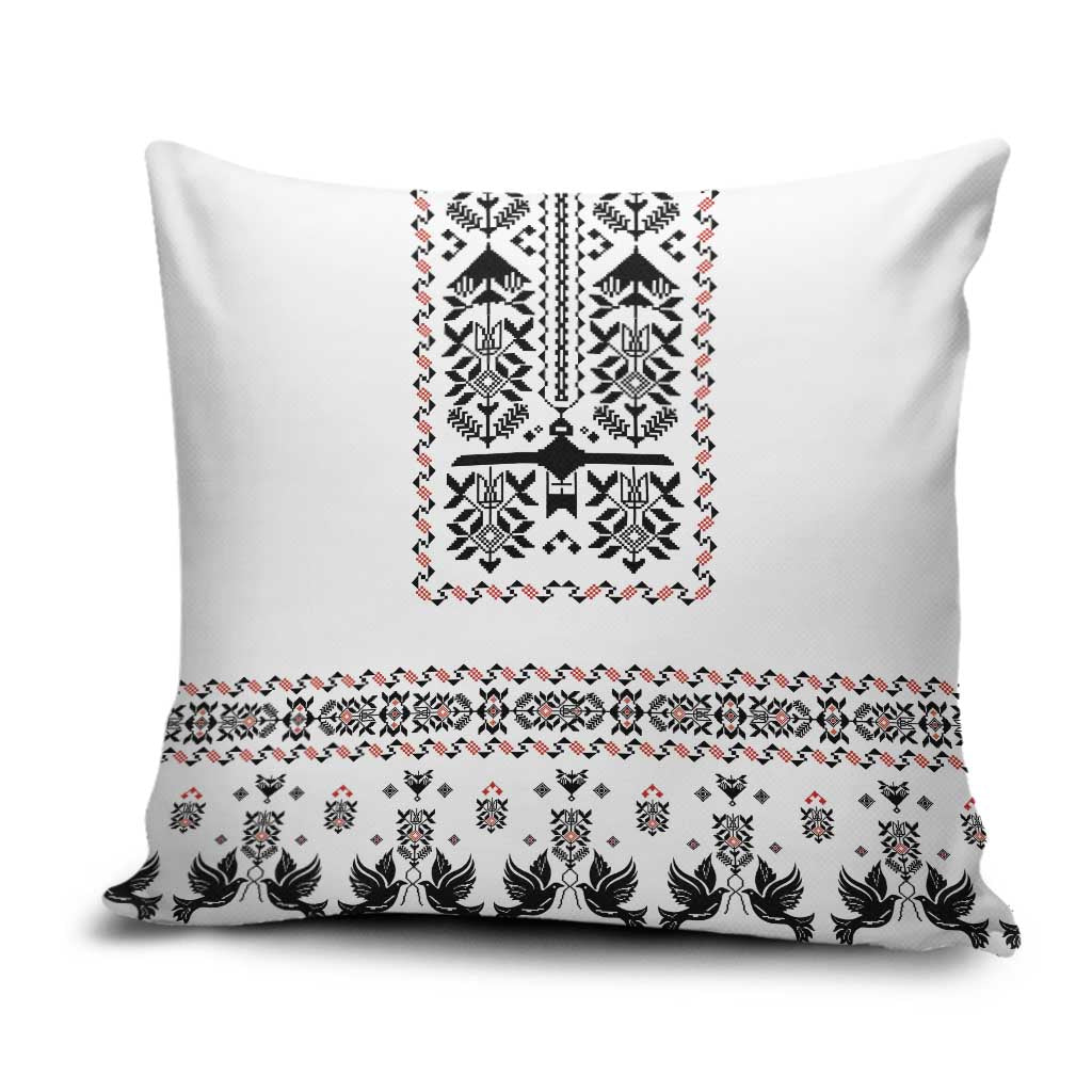Ukraine Military Vyshyvanka Pattern Pillow Cover Ukrainian Heritage White Tactical Style - Wonder Print Shop