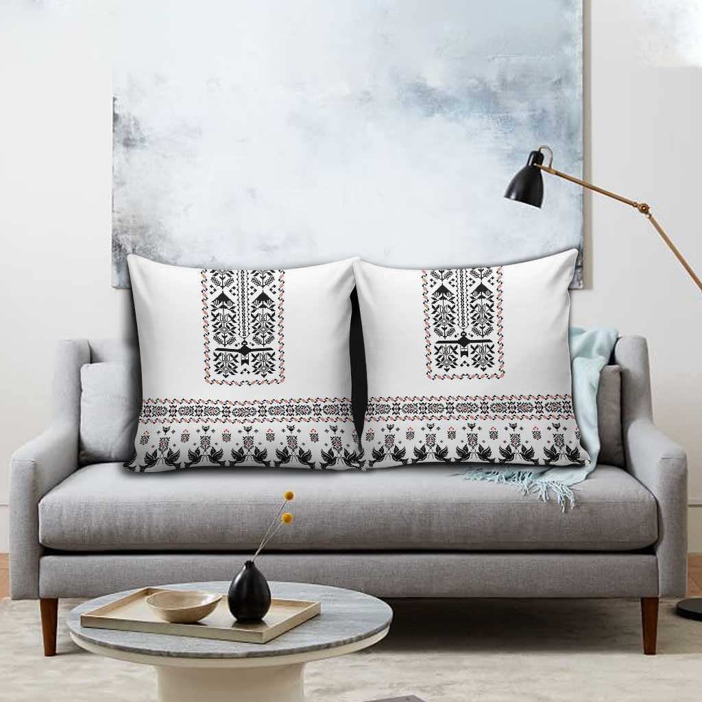 Ukraine Military Vyshyvanka Pattern Pillow Cover Ukrainian Heritage White Tactical Style - Wonder Print Shop