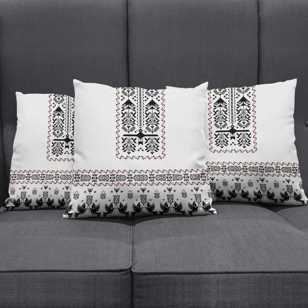 Ukraine Military Vyshyvanka Pattern Pillow Cover Ukrainian Heritage White Tactical Style - Wonder Print Shop